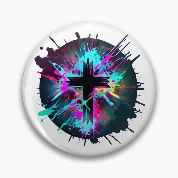 Item preview, Neon Pop Art Paint Gothic Cross designed and sold by ShadowAndSlate.