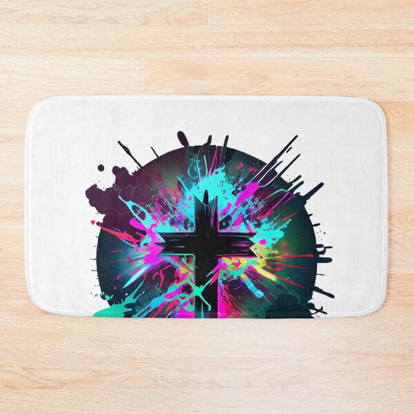 Item preview, Neon Pop Art Paint Gothic Cross designed and sold by ShadowAndSlate.