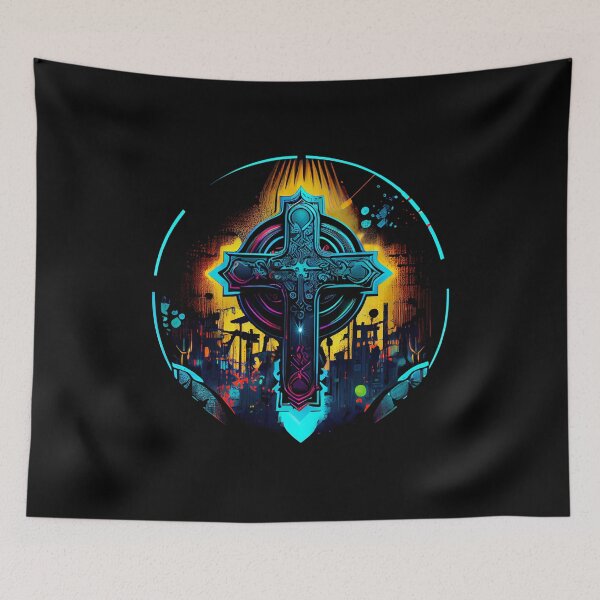 Item preview, Aqua Gothic Cross designed and sold by ShadowAndSlate.