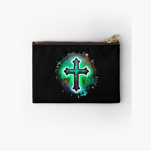 Item preview, Green Neon Digital Gothic Cross designed and sold by ShadowAndSlate.