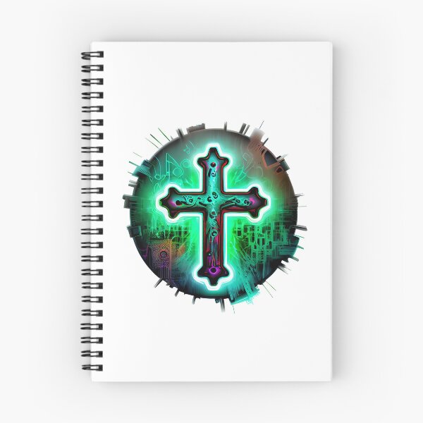 Item preview, Green Neon Digital Gothic Cross designed and sold by ShadowAndSlate.