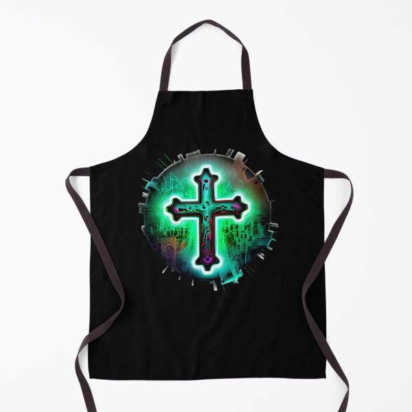 Item preview, Green Neon Digital Gothic Cross designed and sold by ShadowAndSlate.