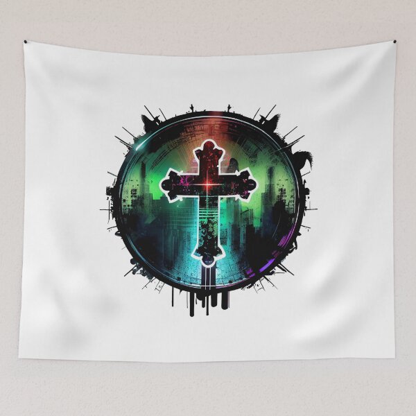 Item preview, Dark Green Digital Gothic Cross designed and sold by ShadowAndSlate.