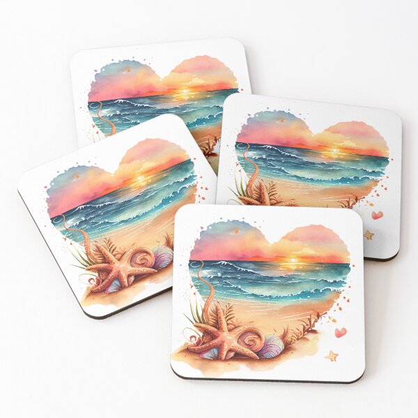 Item preview, Retro pastel colors beach sunset heart shape designed and sold by Pixtela ..