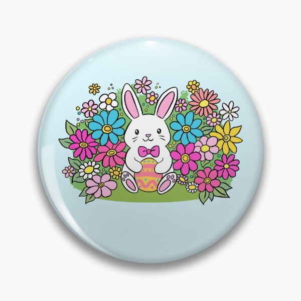 Item preview, Happy Easter cute easter bunny holding an easter egg with spring flower  designed and sold by Yarafantasyart.