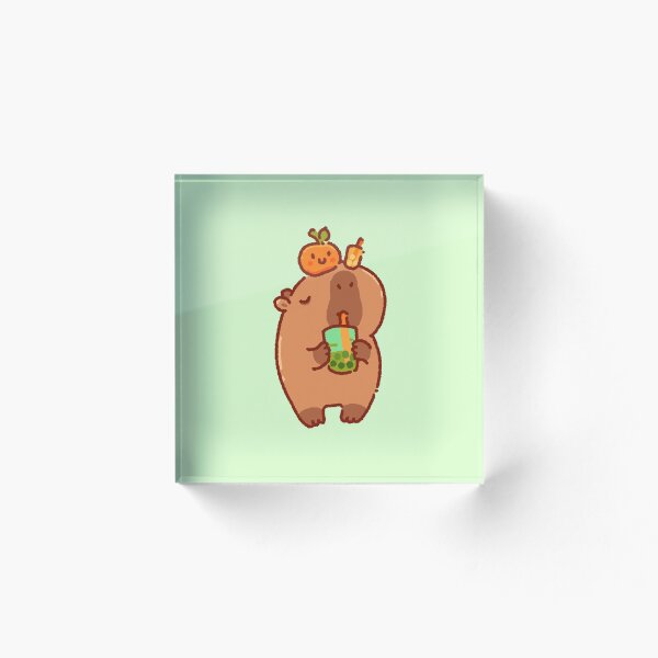 Item preview, Capybara drinking boba, funny capybara illustration, cute cartoon capybara, bubble tea designed and sold by tinyartsshop.