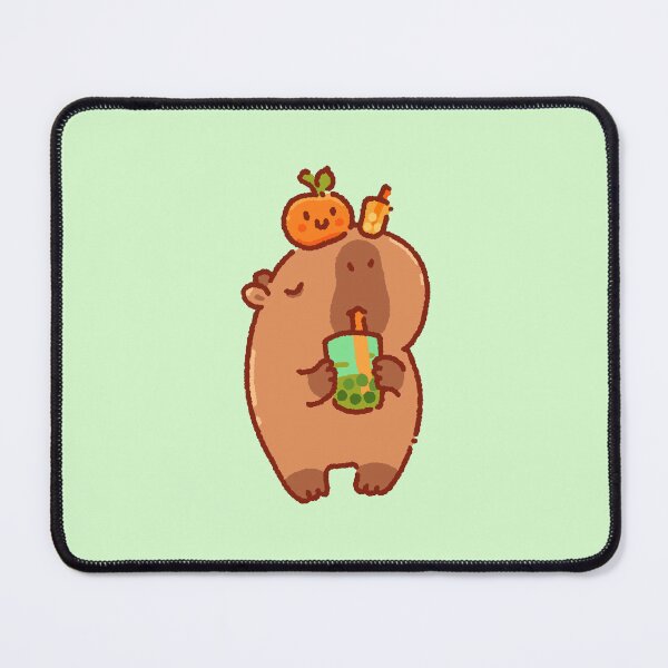 Item preview, Capybara drinking boba, funny capybara illustration, cute cartoon capybara, bubble tea designed and sold by tinyartsshop.