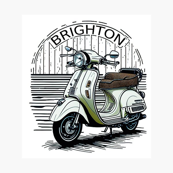 Aperçu de l'œuvre Croisière à travers Brighton sur un scooter rétro créée et vendue par Rob Wilson.
