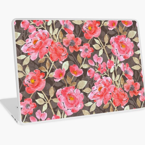 Item preview, Fleurs d'aquarelle en rouge corail, beige doré et marron designed and sold by micklyn.