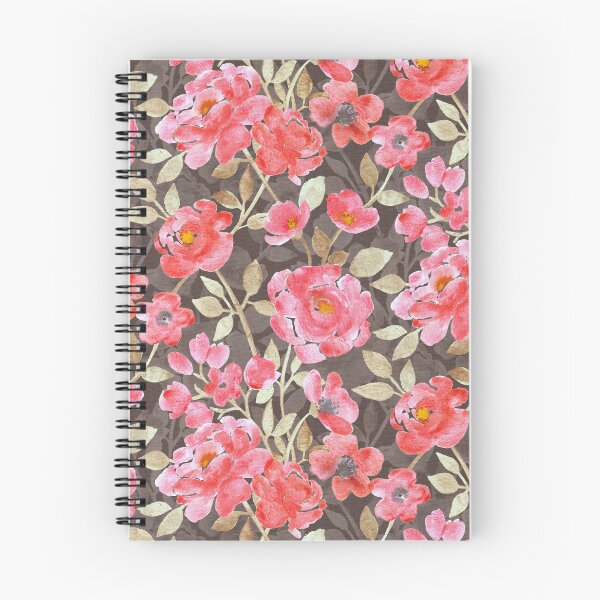 Item preview, Watercolor Blooms in Coral Red, Golden Beige and Brown  designed and sold by micklyn.
