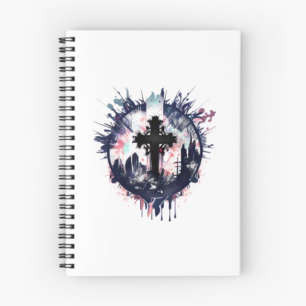 Item preview, Tribal Dark Gothic Cross with Blue Ink Tint Drip Paint designed and sold by ShadowAndSlate.