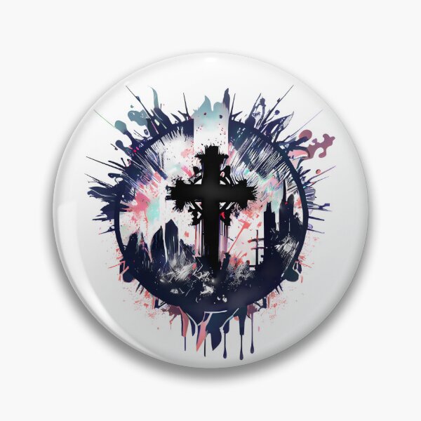 Item preview, Tribal Dark Gothic Cross with Blue Ink Tint Drip Paint designed and sold by ShadowAndSlate.