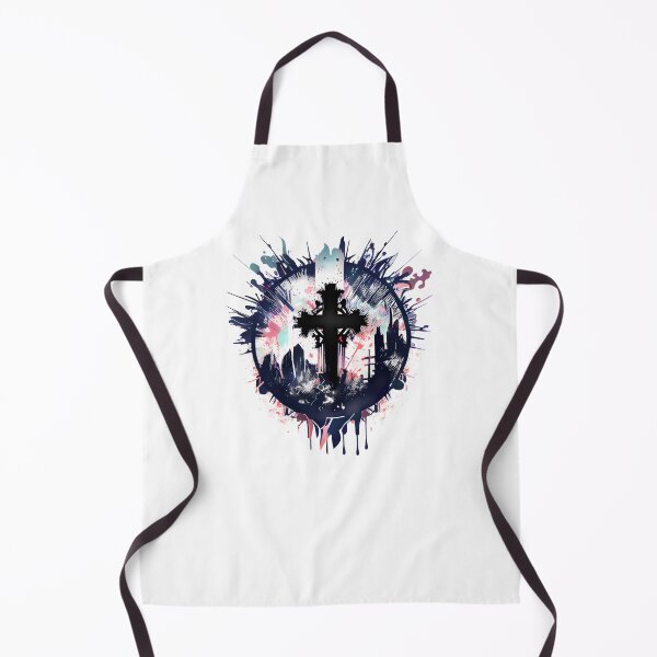 Item preview, Tribal Dark Gothic Cross with Blue Ink Tint Drip Paint designed and sold by ShadowAndSlate.