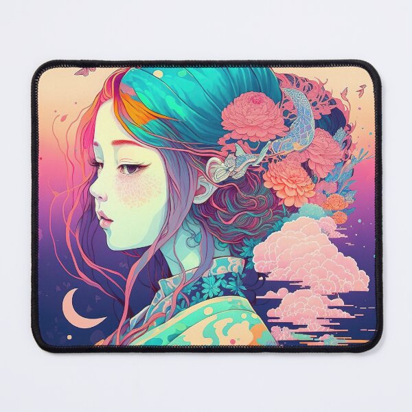 Item preview, Geisha with Blue Hair and Floral Accessories designed and sold by Warehouse46.
