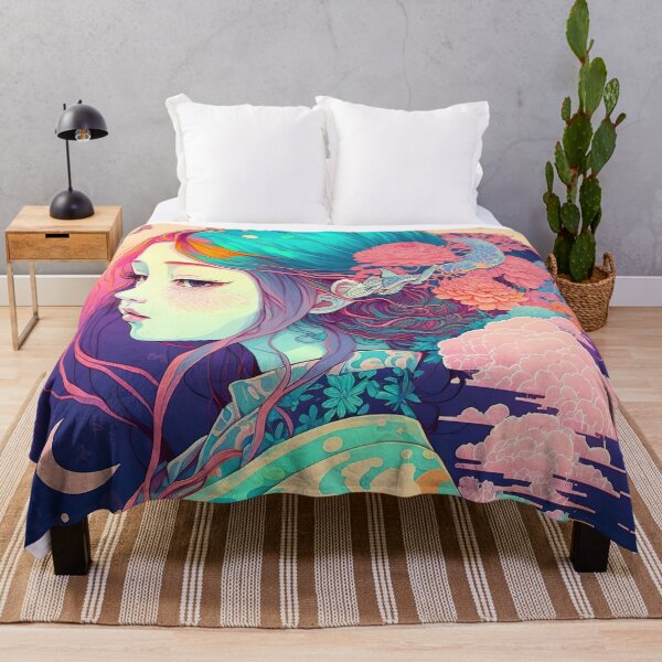 Item preview, Geisha with Blue Hair and Floral Accessories designed and sold by Warehouse46.