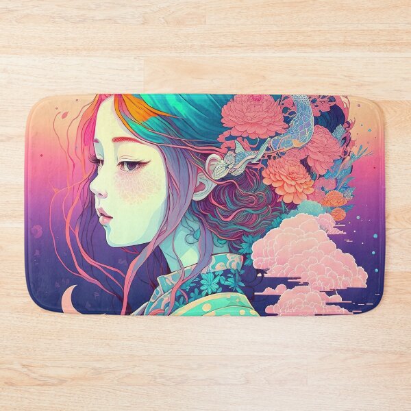 Item preview, Geisha with Blue Hair and Floral Accessories designed and sold by Warehouse46.