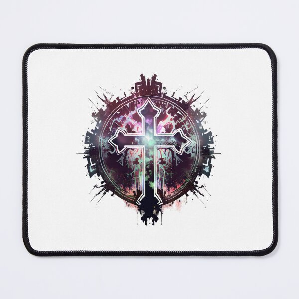 Item preview, Tribal Glowing Gothic Cross with Ink Drip designed and sold by ShadowAndSlate.