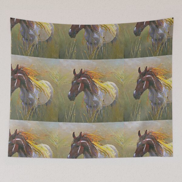 Item preview, wild stallion on the grass designed and sold by bogfl.