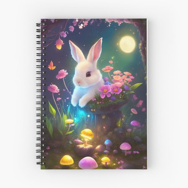 Item preview, Bunny sitting in the forest surrounded by flowers designed and sold by Whimsy Bu.