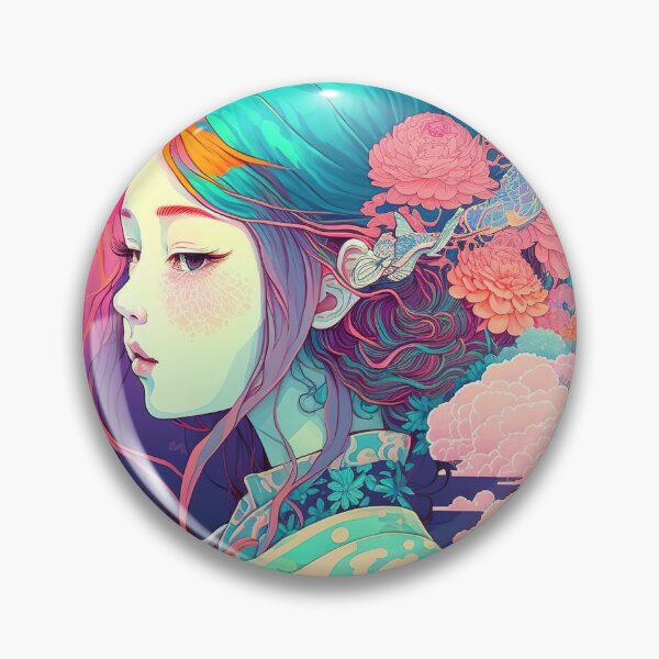 Item preview, Geisha with Blue Hair and Floral Accessories designed and sold by Warehouse46.