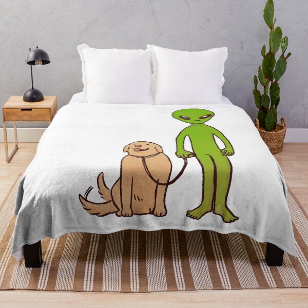 Item preview, Golden retriever sitting next to Alien | funny dogs and aliens designed and sold by Golden Turtle Studio.
