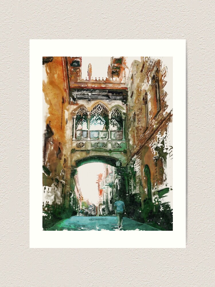 Barcelona Gothic Quarter Watercolor