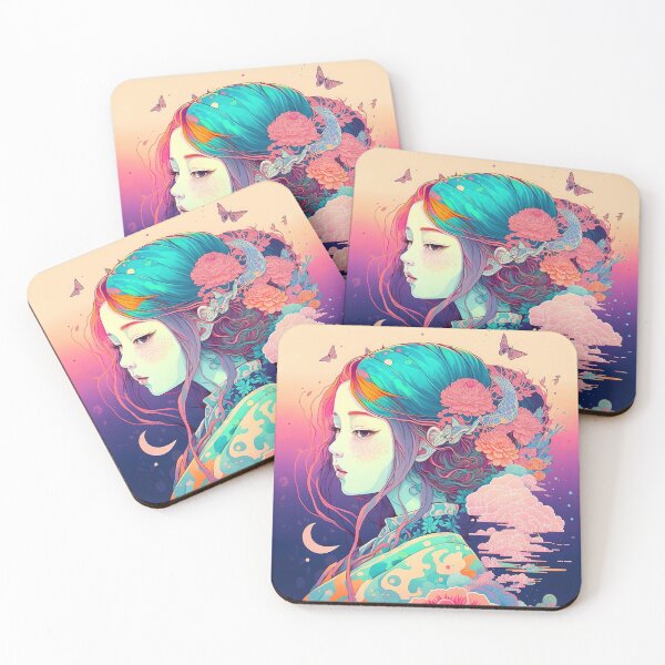 Item preview, Geisha with Blue Hair and Floral Accessories designed and sold by Warehouse46.