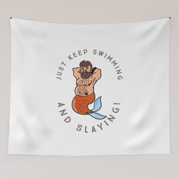 Item preview, Merman Gay Bear with Just Keep Swimming and Slaying sentence - Gay Bear Merman pride month designed and sold by ItalianCub.