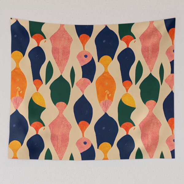 Item preview, Retro colors and shapes vintage colorful pattern fisch  designed and sold by HappyTrippy.