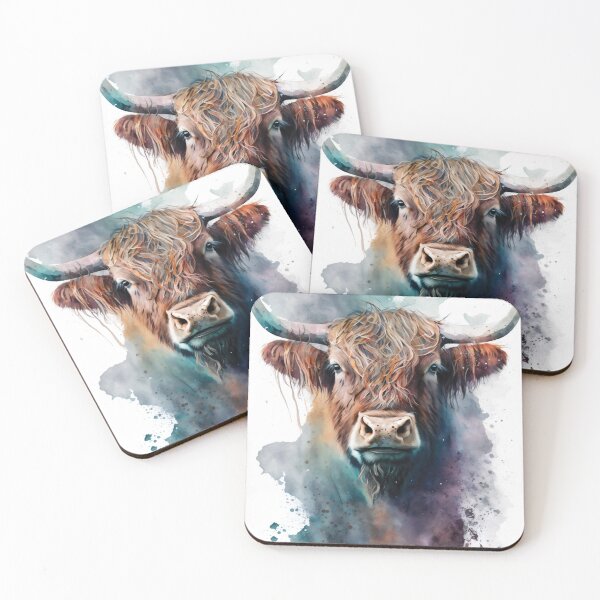 Item preview, Highland cow watercolour digital design designed and sold by sketchzen.
