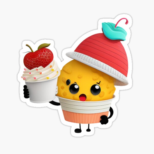 Cute Strawberry Cupcake Sticker by sugarhai, Redbubble