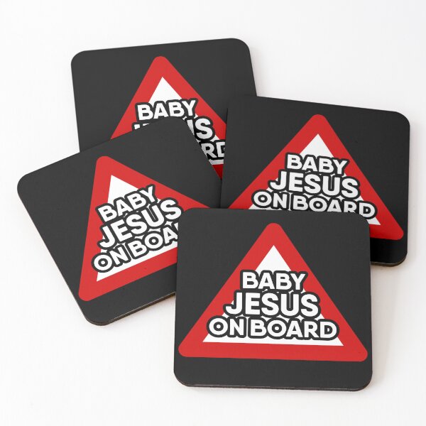 Item preview, BABY JESUS on Board Red and White Triangle Warning Sign, dog lover design designed and sold by RiciPaneto.