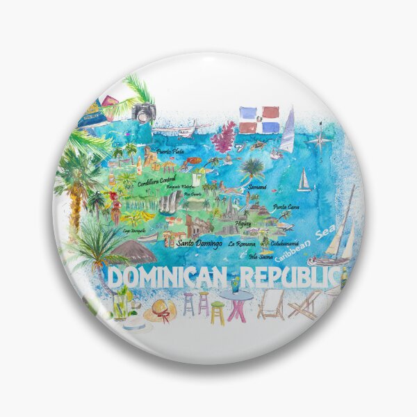 Item preview, Dominican Republic  Illustrated Travel  Map  with  Roads  and  Highlights designed and sold by artshop77.