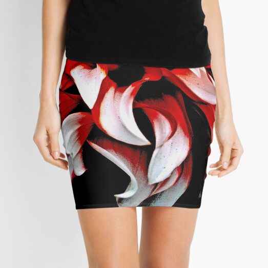 Red And White Dahlia Mini Skirt