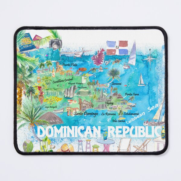 Item preview, Dominican Republic Illustrated Travel Map with Roads and Highlights designed and sold by artshop77.