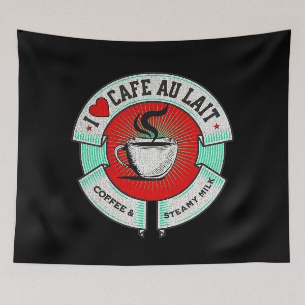 Aperçu de l'œuvre J'aime le café au lait, le café et le lait fumant, les amateurs de café, les fans de café, le café des mamans, le café des papas, la tasse à café créée et vendue par allycat57.