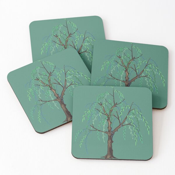 Item preview, Green willow tree watercolor illustration designed and sold by UnaWu533.