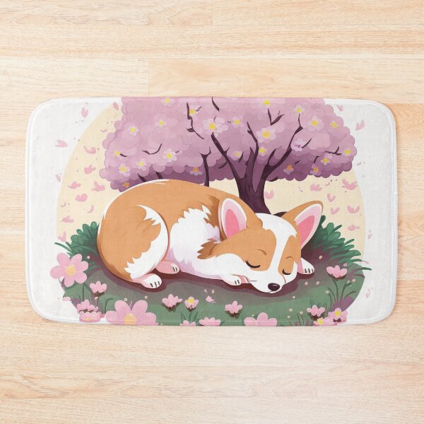 Item preview, Chibi Corgi Sleeping under Cherry Blossoms on First Day of Spring designed and sold by Akira Miyamoto.