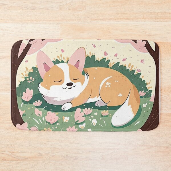 Item preview, Chibi Corgi Sleeping under Cherry Blossoms on First Day of Spring designed and sold by Akira Miyamoto.