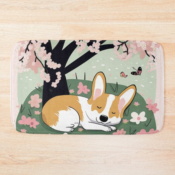 Item preview, Chibi Corgi Sleeping under Cherry Blossoms on First Day of Spring designed and sold by Akira Miyamoto.