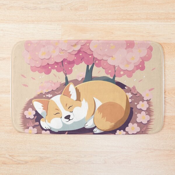 Item preview, Chibi Corgi Sleeping under Cherry Blossoms on First Day of Spring designed and sold by Akira Miyamoto.