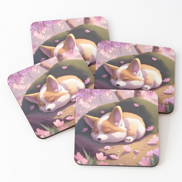 Item preview, Chibi Corgi Sleeping under Cherry Blossoms on First Day of Spring designed and sold by Akira Miyamoto.