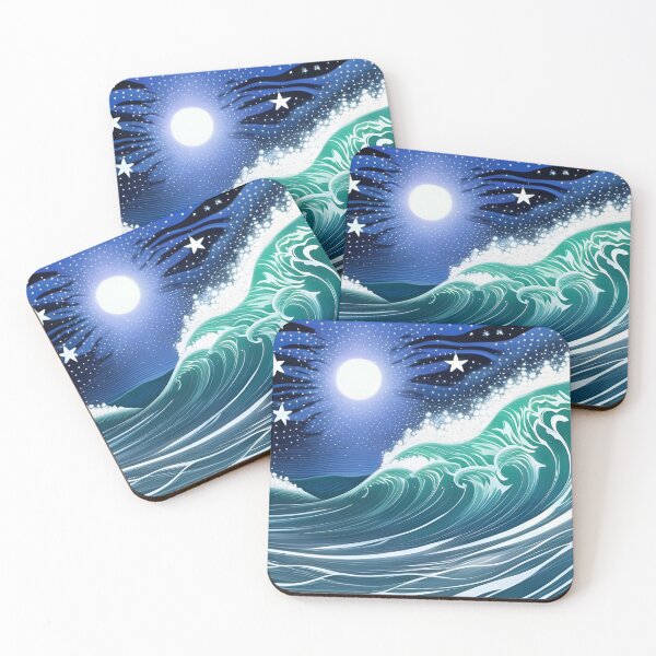 Item preview, Moonlit Waves, ink drawing, Ai Generated Art  designed and sold by ACC .