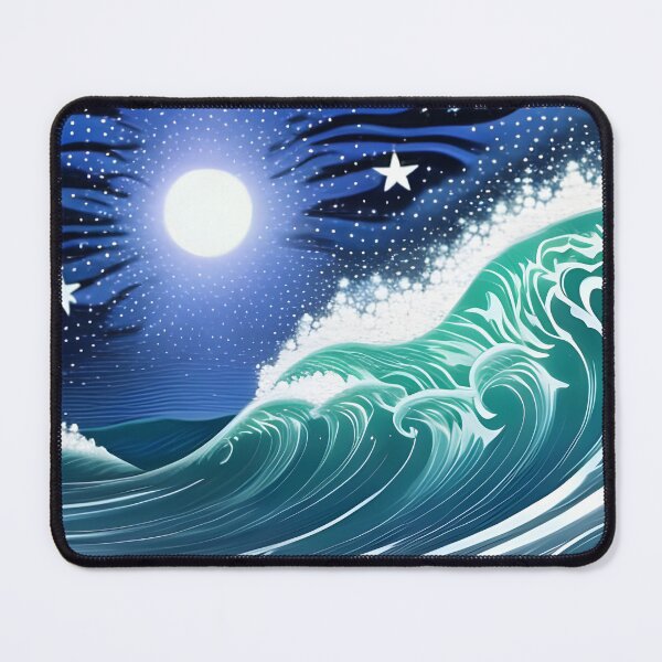 Item preview, Moonlit Waves, ink drawing, Ai Generated Art designed and sold by ACC .