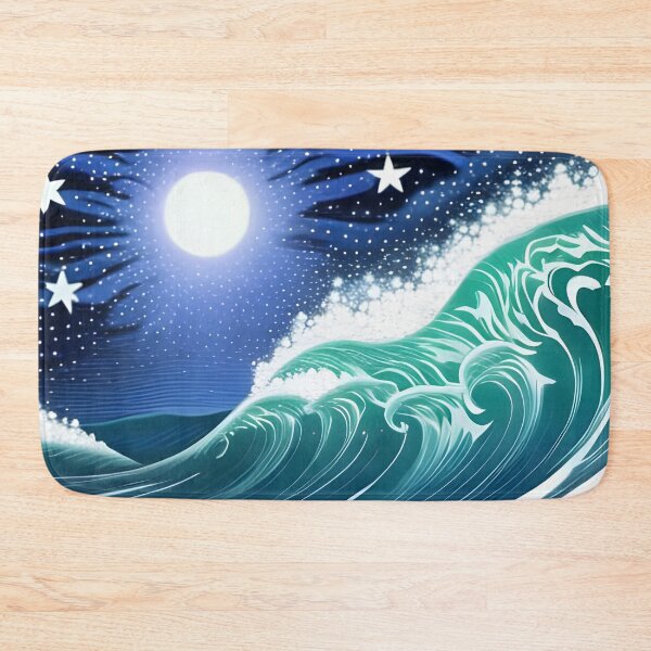 Artikelvorschau, Moonlit Waves, Tuschezeichnung, Ai Generated Art entworfen und verkauft von ACC .