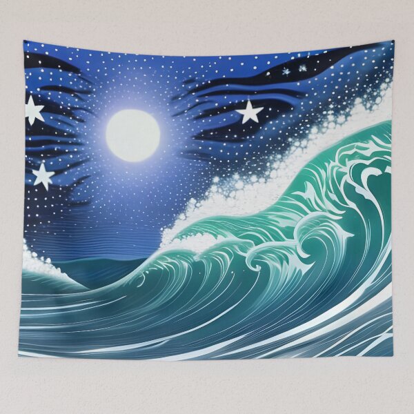 Item preview, Moonlit Waves, ink drawing, Ai Generated Art  designed and sold by ACC .