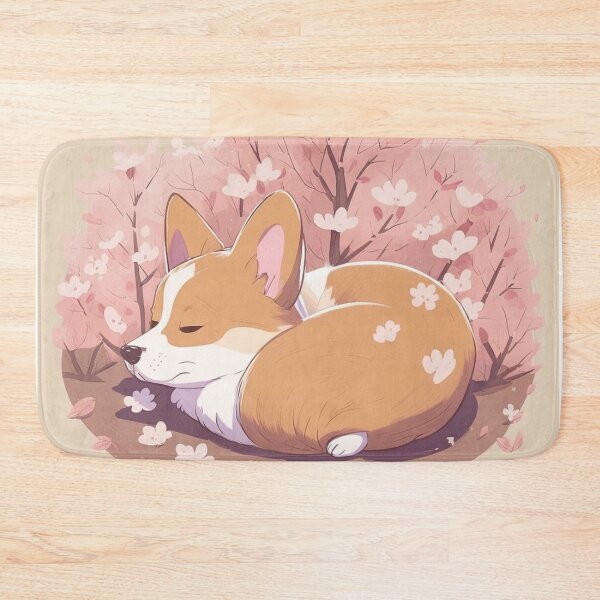 Item preview, Chibi Corgi Sleeping under Cherry Blossoms on First Day of Spring designed and sold by Akira Miyamoto.