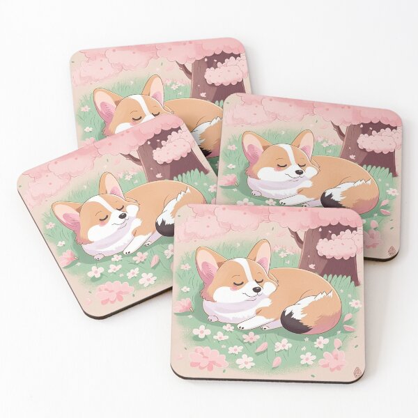 Item preview, Chibi Corgi Sleeping under Cherry Blossoms on First Day of Spring designed and sold by Akira Miyamoto.