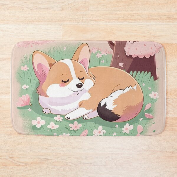 Item preview, Chibi Corgi Sleeping under Cherry Blossoms on First Day of Spring designed and sold by Akira Miyamoto.