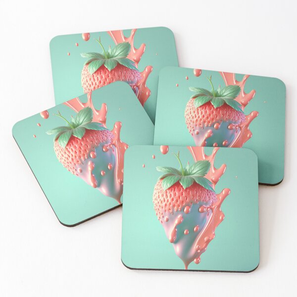 Item preview, A strawberry with a splash of milk on it  artwork plastel background 9 designed and sold by jetaiart.